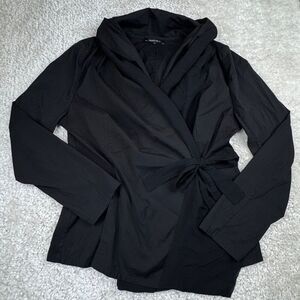 Lafayette 148 New York Shawl Collar Silk Contrast Jacket Black